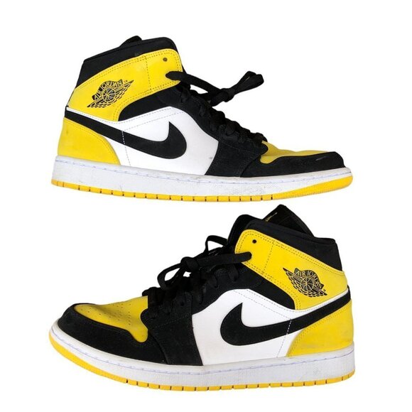 2019 Nike Air Jordan 1 Mid Yellow Toe Black Size 11 - Picture 2 of 14